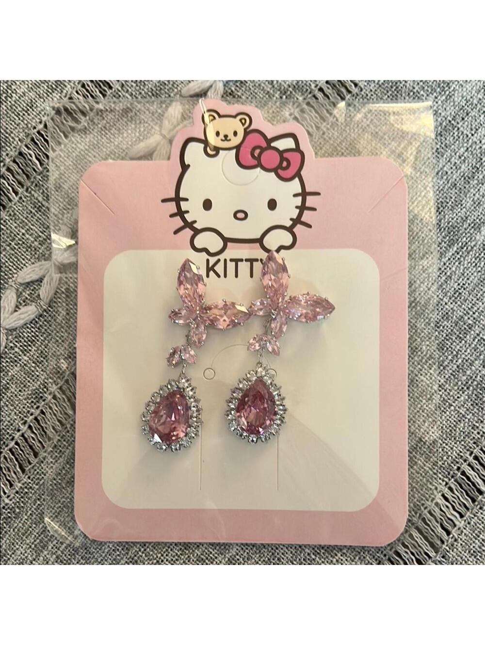 Pink Butterfly & Teardrop Earrings